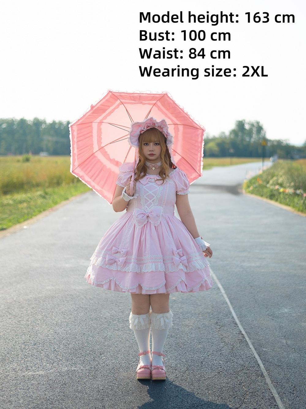 Miss Point - Vintage Petal Rabbit - Old School Lolita OP Cotton Dress With Petal-Shaped Hem