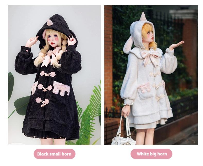 Forest Fluorescent Carps - Sweet Lolita Winter Coat Unicorn and Rabbit Ear Coat