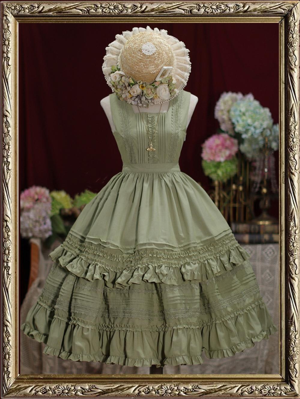 Tiny Garden - Nocturne Reminiscence - Elegant Lolita JSK Dress Multi-Wear Apron Dress Set