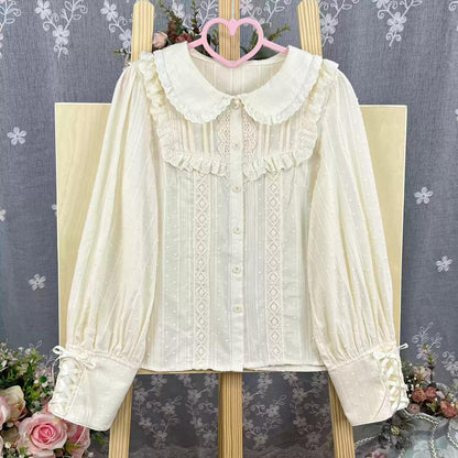 DMFS Lolita - Sweet Lolita Blouse Cotton Summer Short Sleeve Shirt