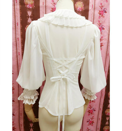 Yilia - Classic Lolita Chiffon Blouse, Bishop Sleeves