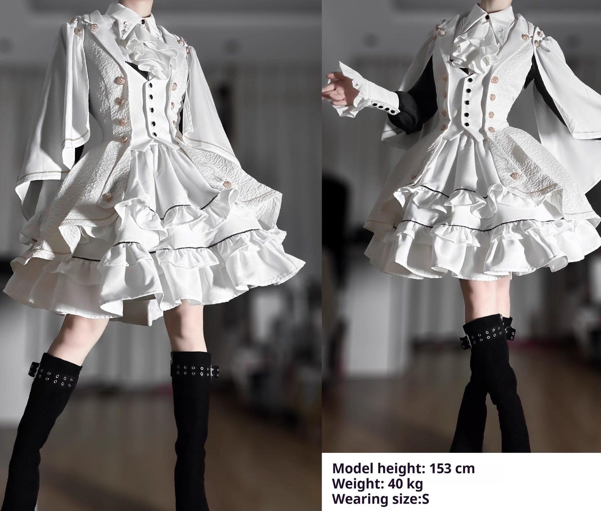 SilentMars - Fallen Moon Rule - Military Lolita Shirt Set Retro Knight Style Blouse