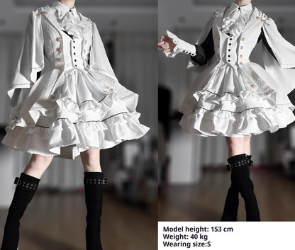 SilentMars - Fallen Moon Rule - Military Lolita Shirt Set Retro Knight Style Blouse