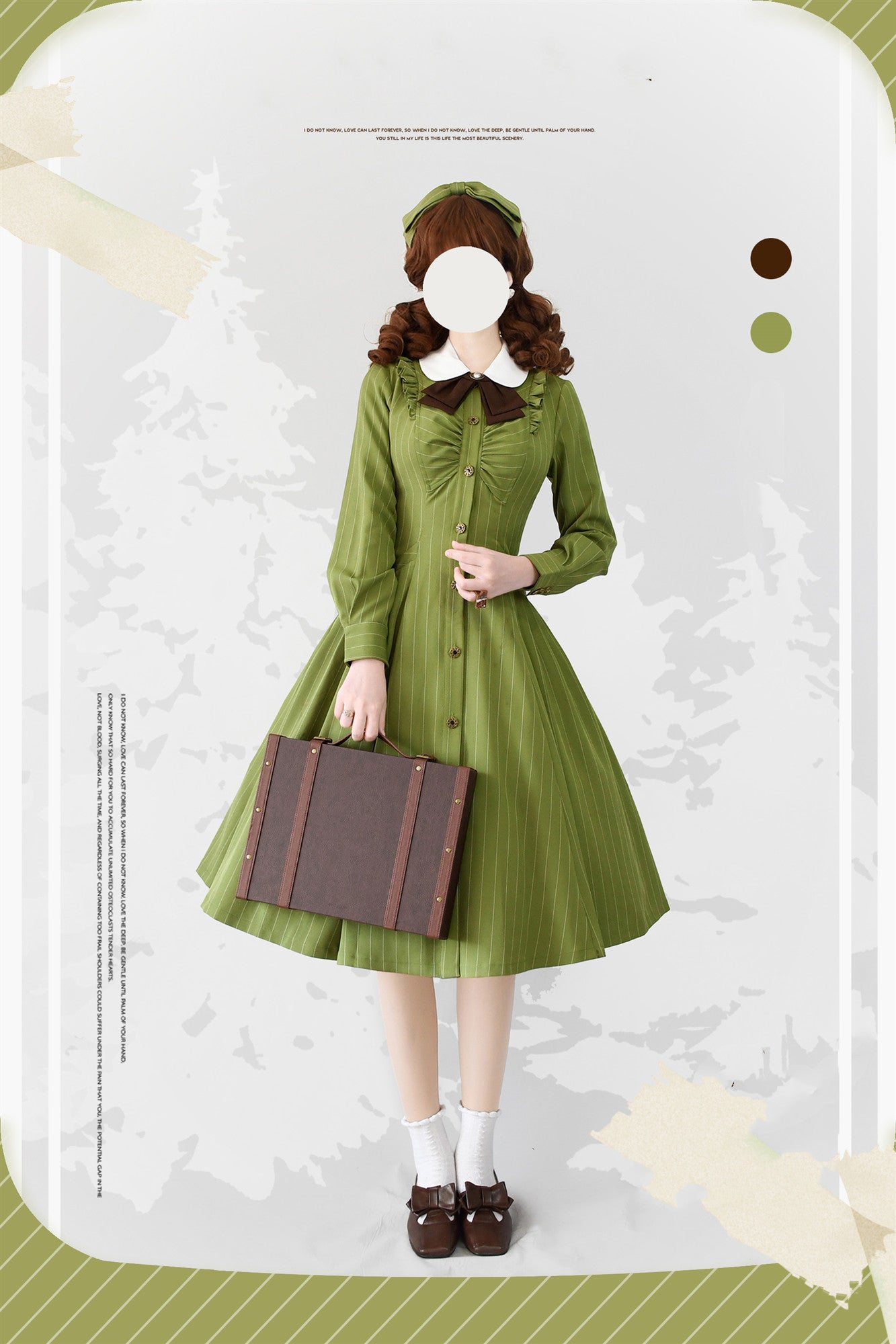 Forest Wardrobe - Winter Lolita Classic Front Open Stripe OP