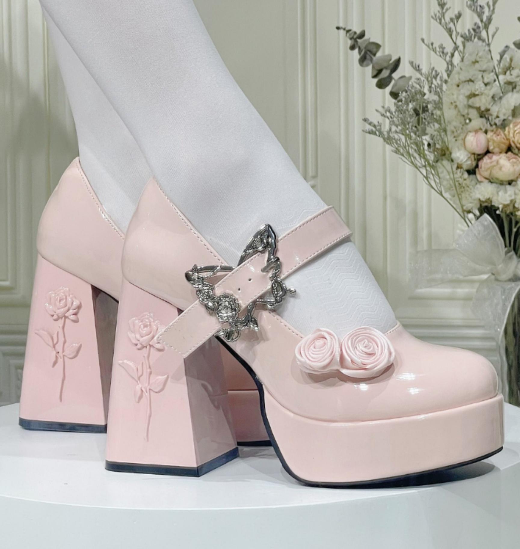 Dreamland - Cyclic Wonders - Elegant Lolita High Platform Shoes with Butterfly and Rose Details