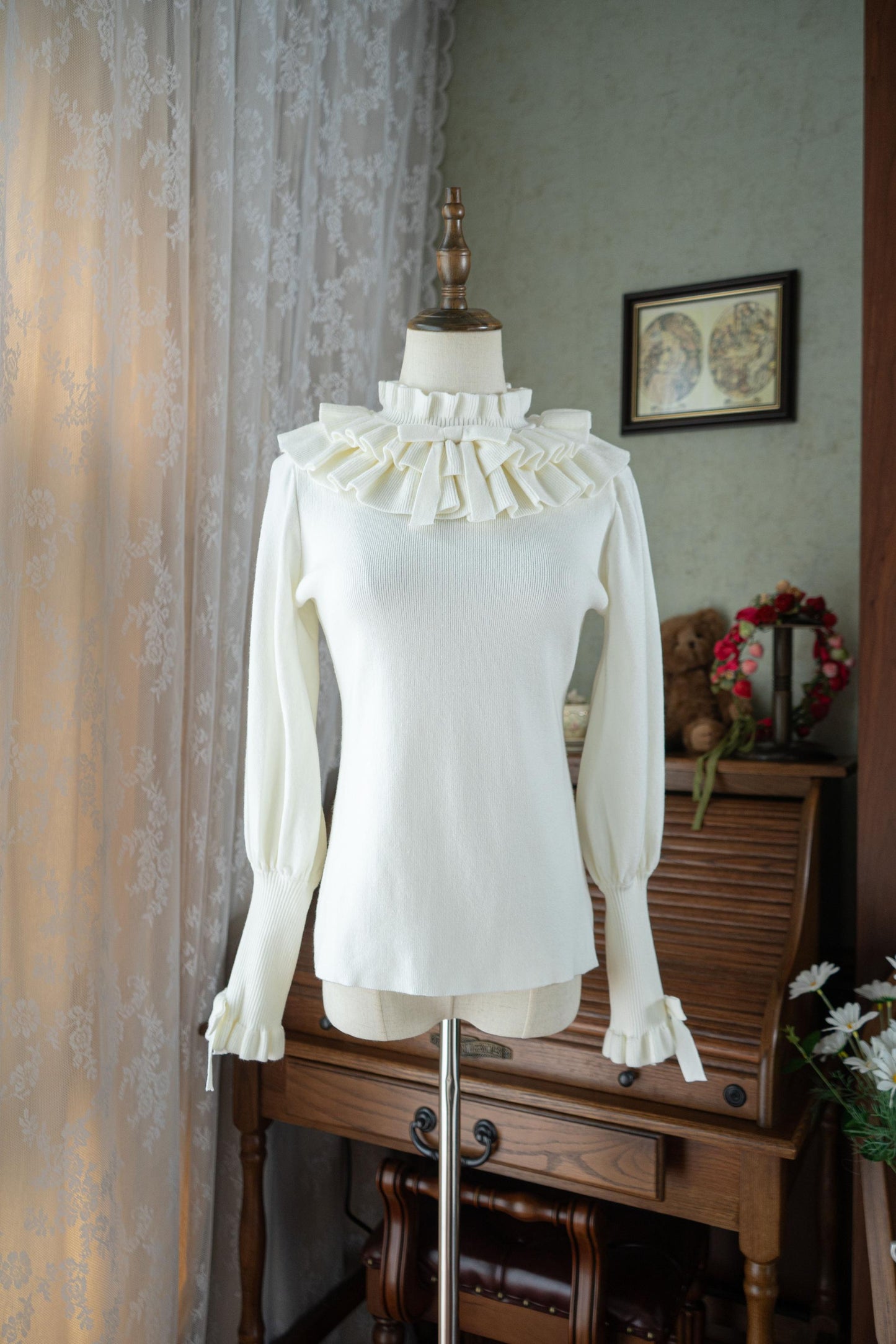 Miaoplus - Sweet Lolita Knit Sweater Long Sleeve Winter Lolita Top