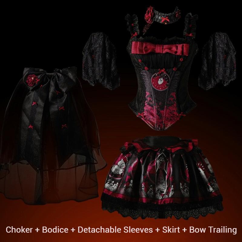 Caged Bird Hotel - Eclipsed Moon Gallery - Plus Size Halloween Gothic Lolita Skirt & Bodice Set