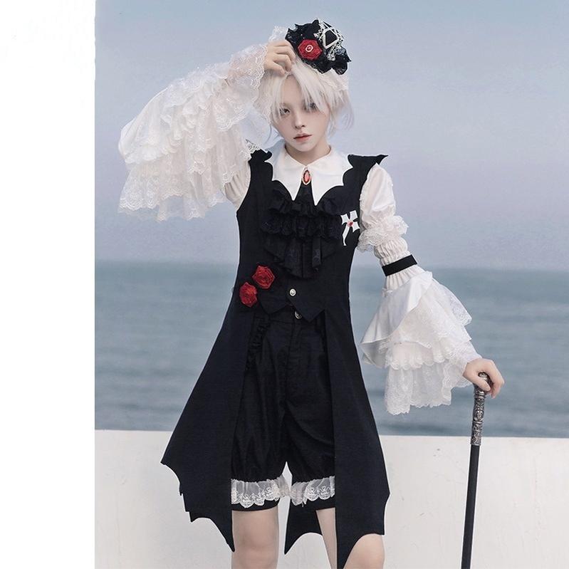 CastleToo - Night Rose - Elegant Ouji Lolita Suits, JSK / Shorts