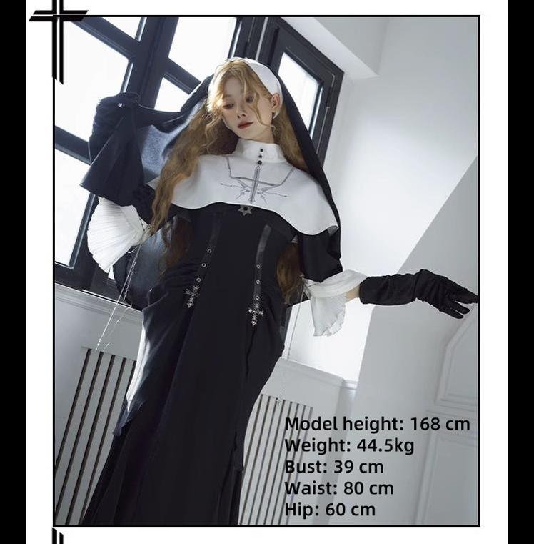 CHUNLV LOLITA - Night Cathedral - Halloween Nun Lolita OP Suit Gothic Dress Set