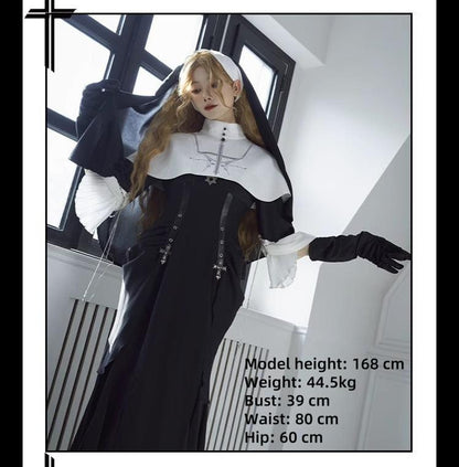 CHUNLV LOLITA - Night Cathedral - Halloween Nun Lolita OP Suit Gothic Dress Set