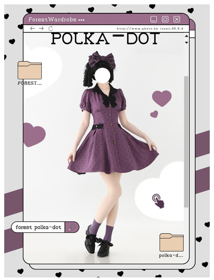 Forest Wardrobe - Forest Polka-Dot - Classic Lolita OP Dress With Polka Dots & Pockets