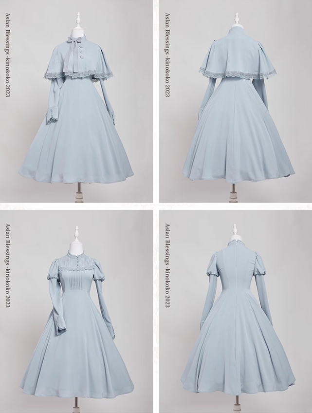 KINOKOKO - Aslan Blessings - Classic Lolita OP Seven-panel Slim Fit Dress with Cape