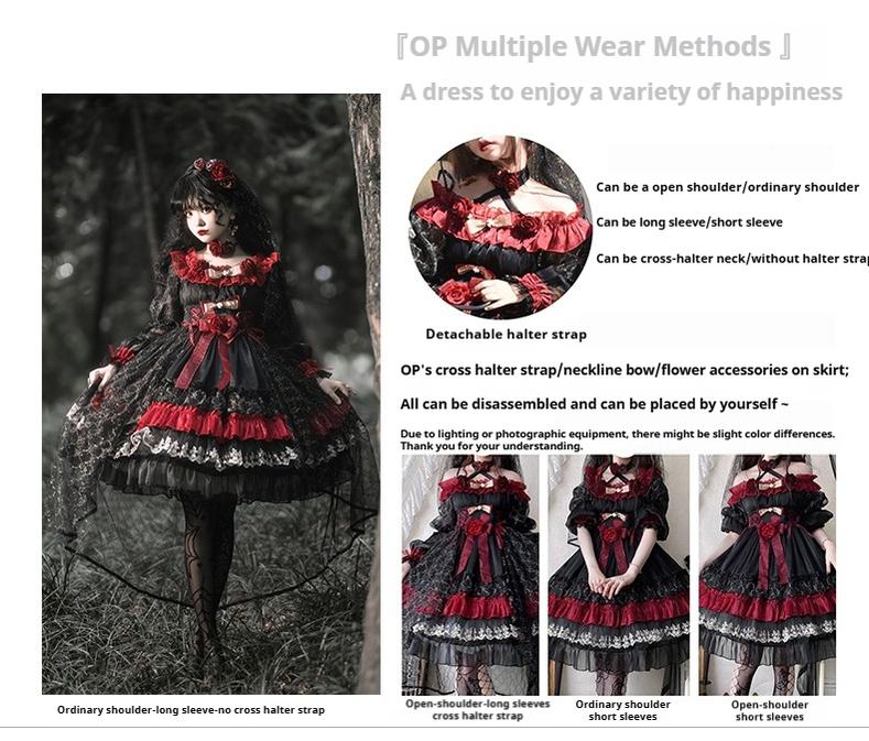 Uncle's Workshop - Night of Berea - Gothic Lolita OP Black and Red Lolita Dress