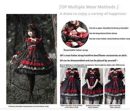 Uncle's Workshop - Night of Berea - Gothic Lolita OP Black and Red Lolita Dress
