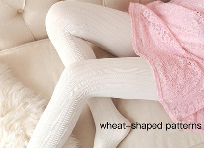 Thirteen Flower - Jacquard Heart Stripes Black White Panty-hose