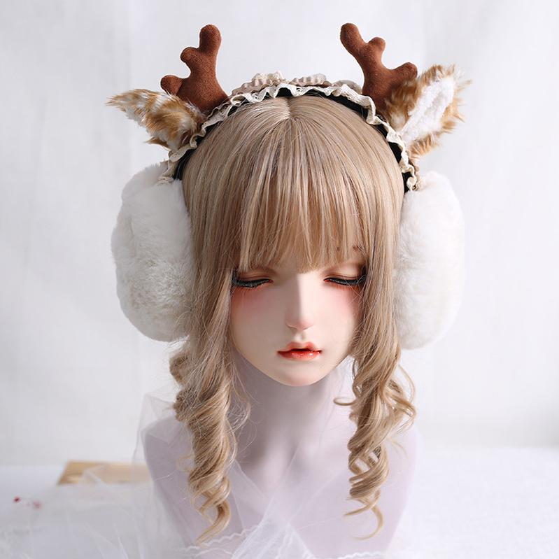 Xiaogui - Christmas Foldable Antlers Earmuffs Lolita KC