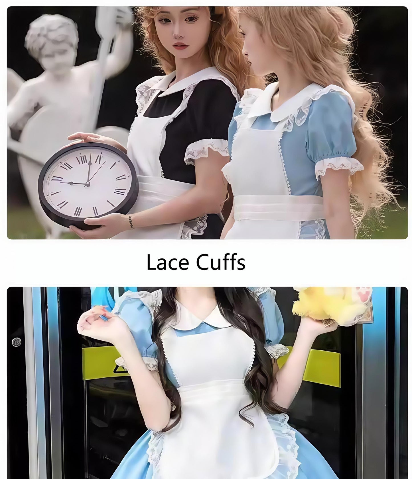 Daydream Whisper - Dream Doll - Plus Size Maid Lolita OP Suit Black and Blue Dress