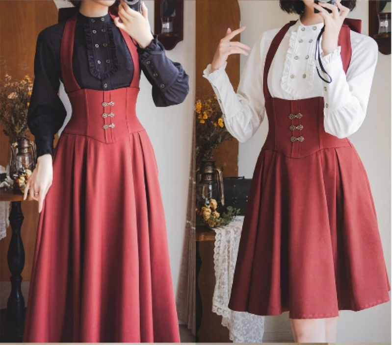 Forest Wardrobe - Vintage Lolita Fishbone Halter SK, Autumn Jacket