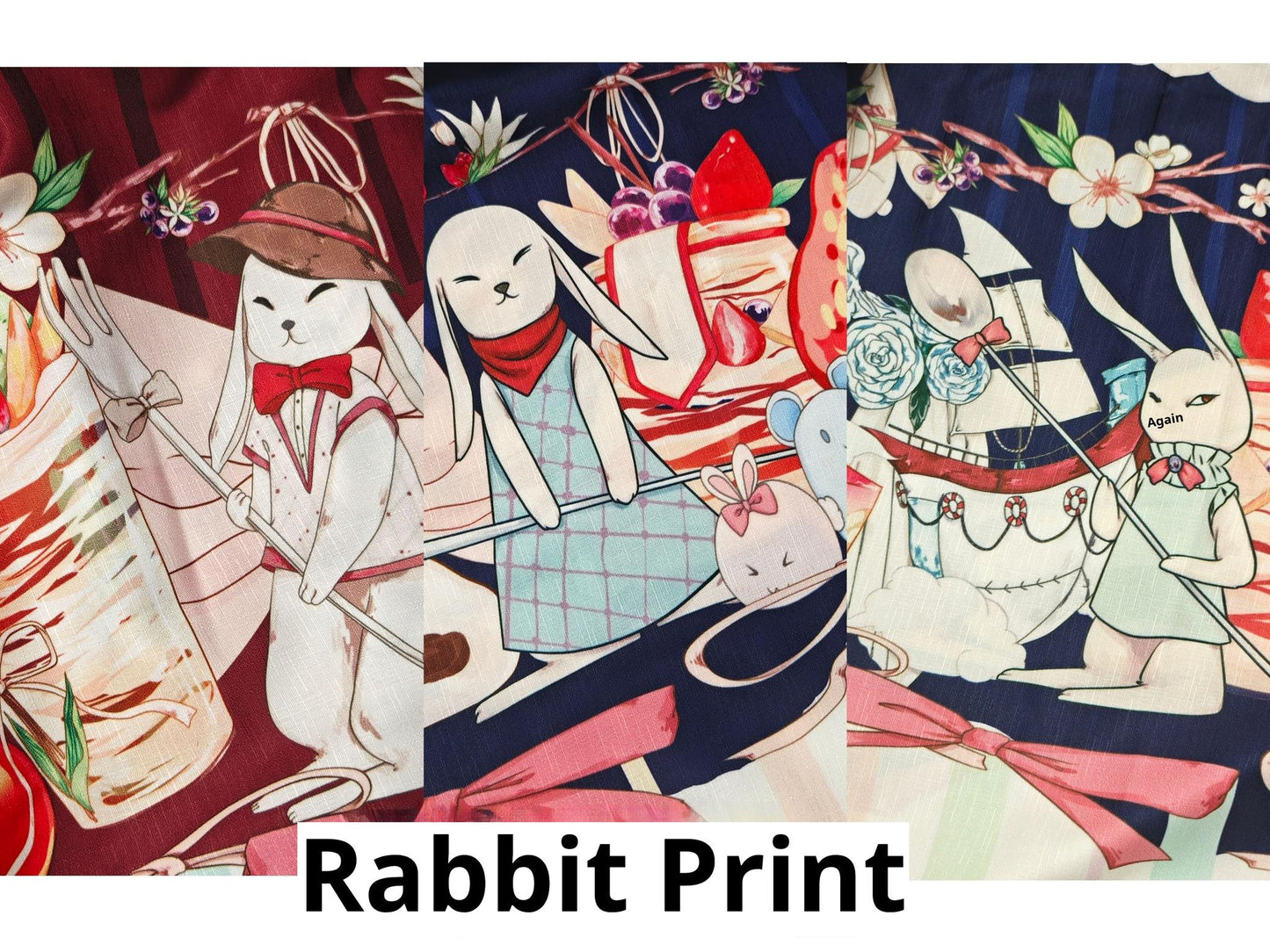 Magic Tea Party - Kawaii Cotton Lolita SK With Bunny & Cosmic Cat Prints