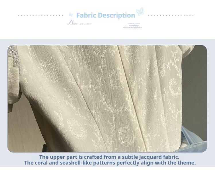 Honey Machine - Blue Whale - Sweet Lolita OP Suit Tiered Ruffle Dress with Shell Lace