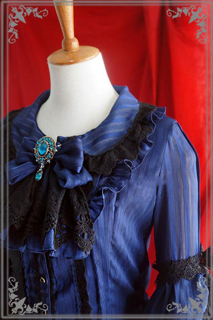 Strawberry Witch - Flower Wedding White Dark Blue Blouse