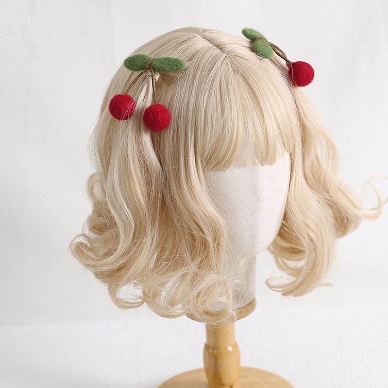 Xiaogui - Handmade Kawaii Wool Felt Cherry Clips