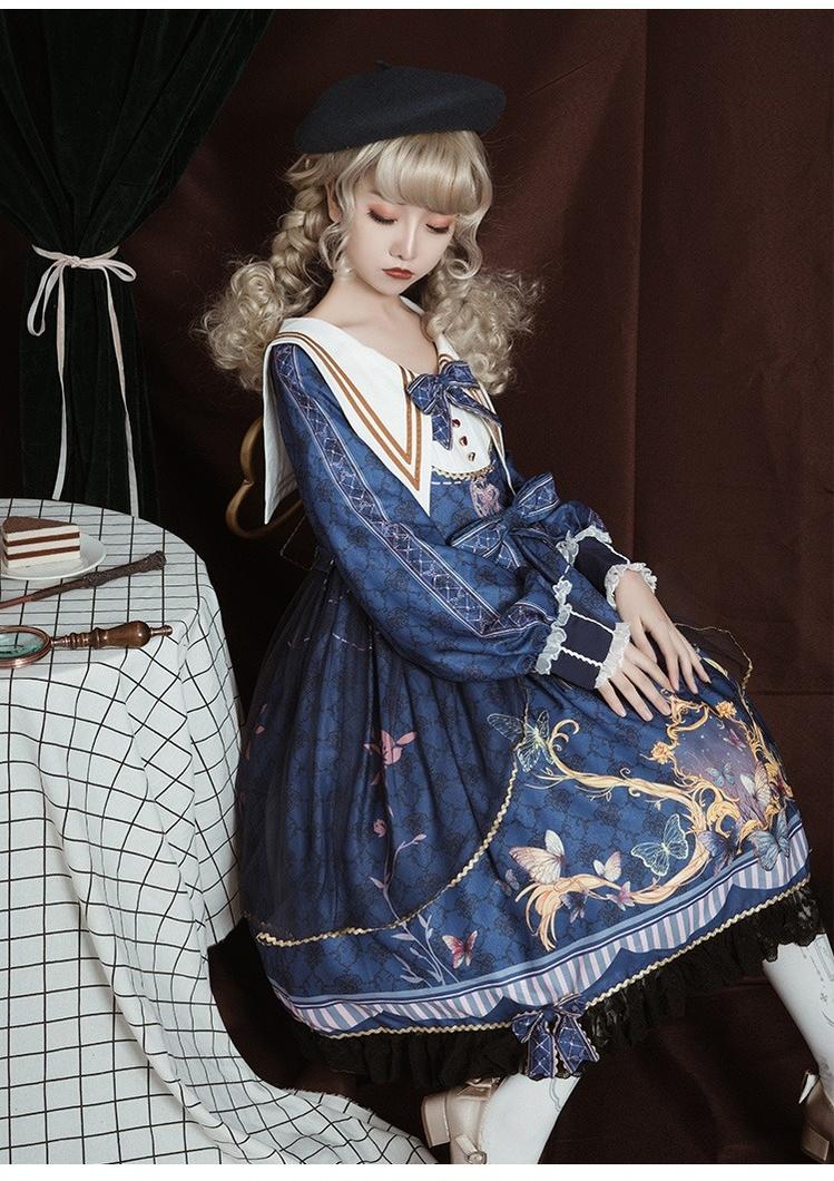 OCELOT - Classic Lolita OP Sailor Collar Elegant Lolita Dress