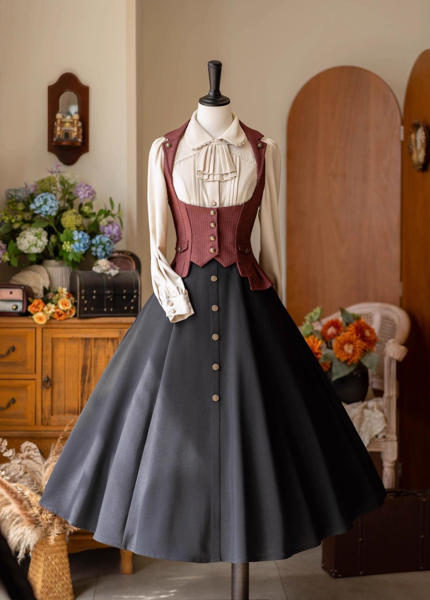 Forest Wardrobe - Forest Revelation - Classic Lolita Fishbone Long Skirt, Side Pockets