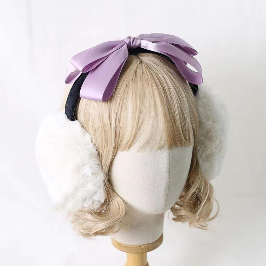 Xiaogui - Winter Lolita Earmuff Bow Plush Earmuff Ear Protector