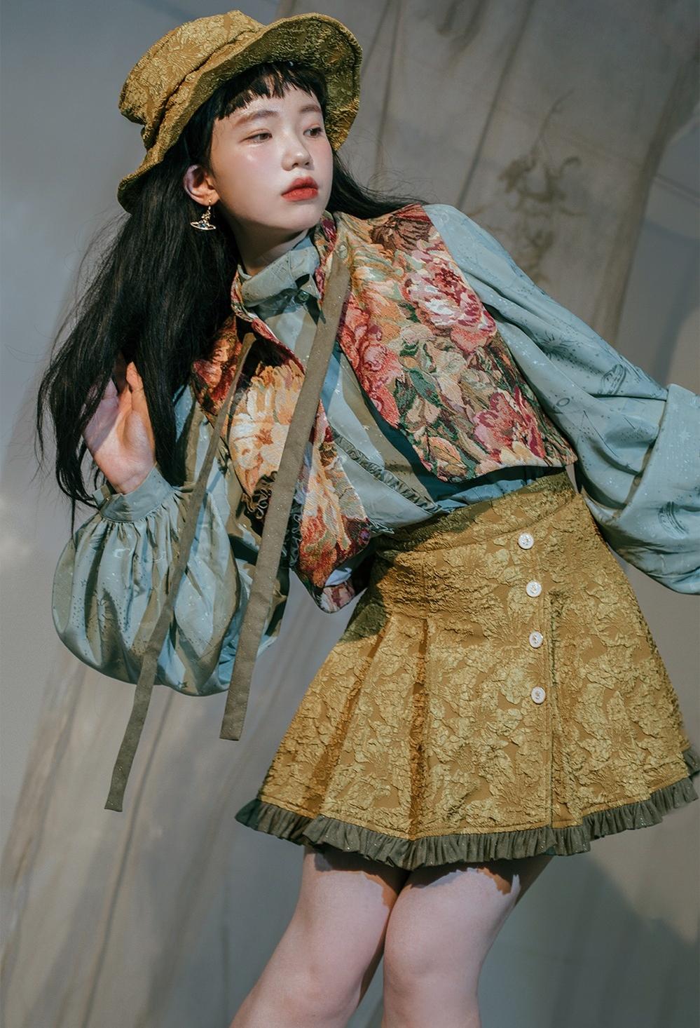 ZJstory - Gilded Age - Vintage Lolita Vest Suit Oil Painting Style Skirt Coat