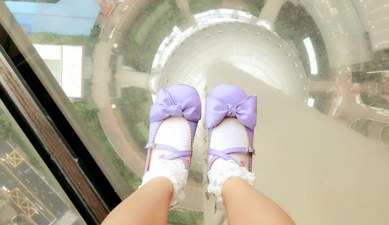 Sosic - Bow and Low Heel Cross Band Lolita Leather Shoes