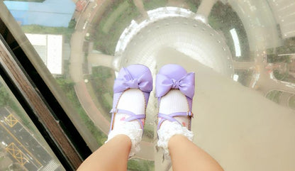 Sosic - Bow and Low Heel Cross Band Lolita Leather Shoes