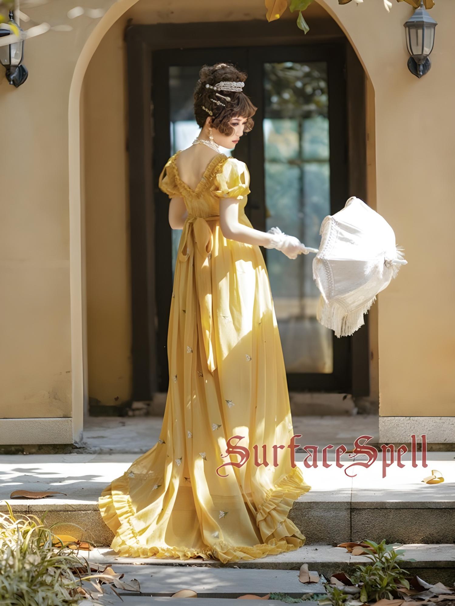 Surface Spell - Spring Rendezvous - Vintage Lolita OP Dress Embroidered Empire Waist Dress