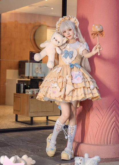 OCELOT - Bear Cheese - Sweet Lolita Jumper Dress Yellow Lolita JSK