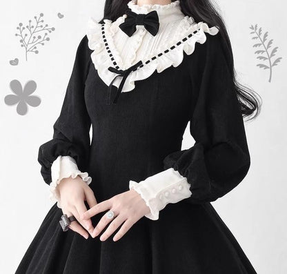 Miaoplus - Winter Birch Forest - Elegant Lolita OP Dress Corduroy Long Sleeve Winter Dress