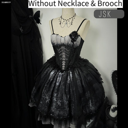 Susin Lolita - Bone-Eroded Butterfly - Gothic Lolita JSK & SK Set