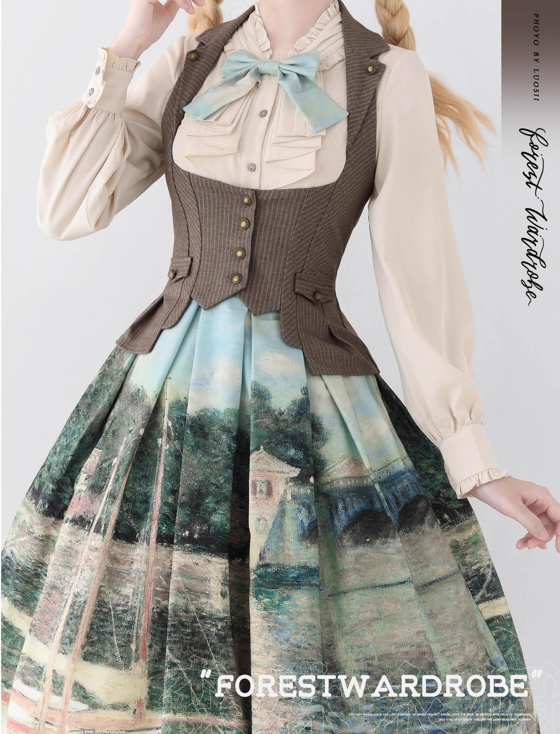 Forest Wardrobe - Forest Contract - Classic Lolita Striped Vest, Elastic Waist