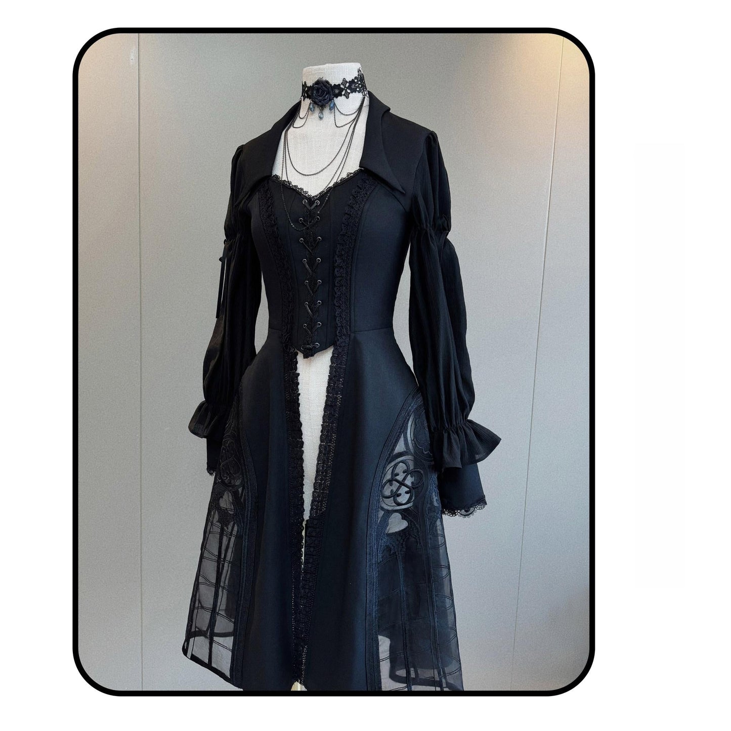 Susin Lolita - Night Traveler - Gothic Lolita Skirt Long Coat Long-Sleeved Shirt and Bustier