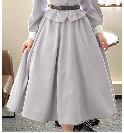 Sweet Wood - Daily Lolita Skirt Set Long sleeve Coat Dress Set