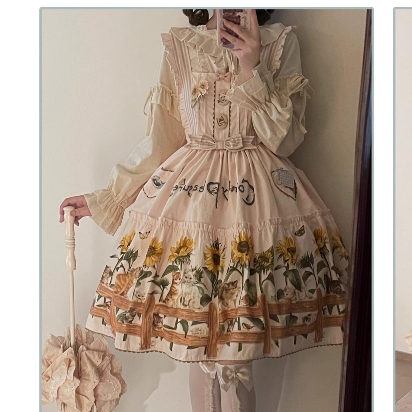 Polaris Lolita - Cat and Sunflower - Sweet Lolita JSK, Cat and Sunflower Print