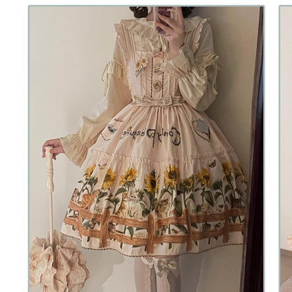 Polaris Lolita - Cat and Sunflower - Sweet Lolita JSK, Cat and Sunflower Print