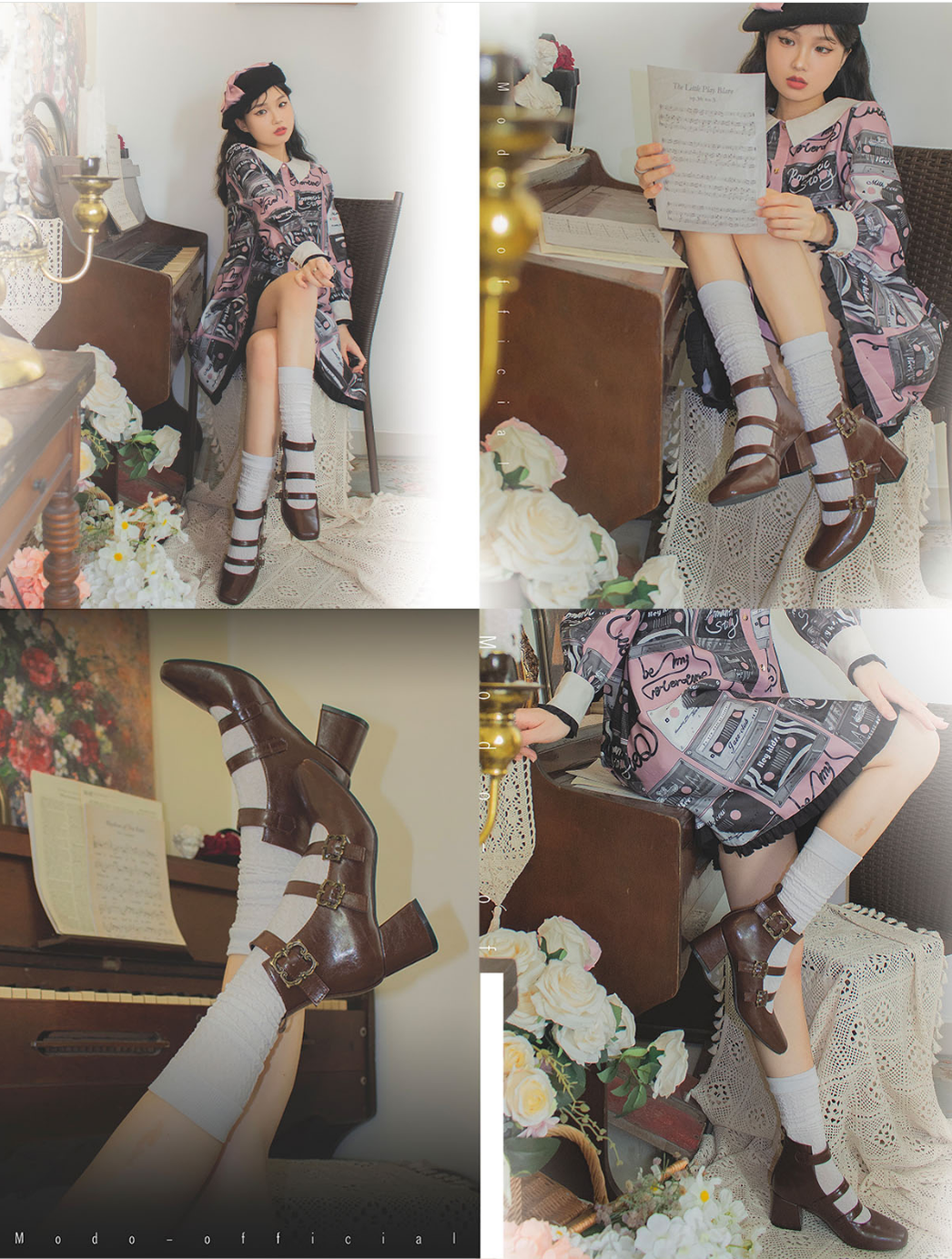 MODO - Vintage Elegant Lolita Three-buckle Mary Janes Shining Shoes