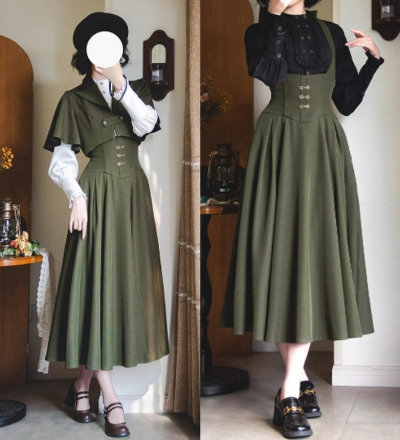 Forest Wardrobe - Vintage Lolita Fishbone Halter SK, Autumn Jacket