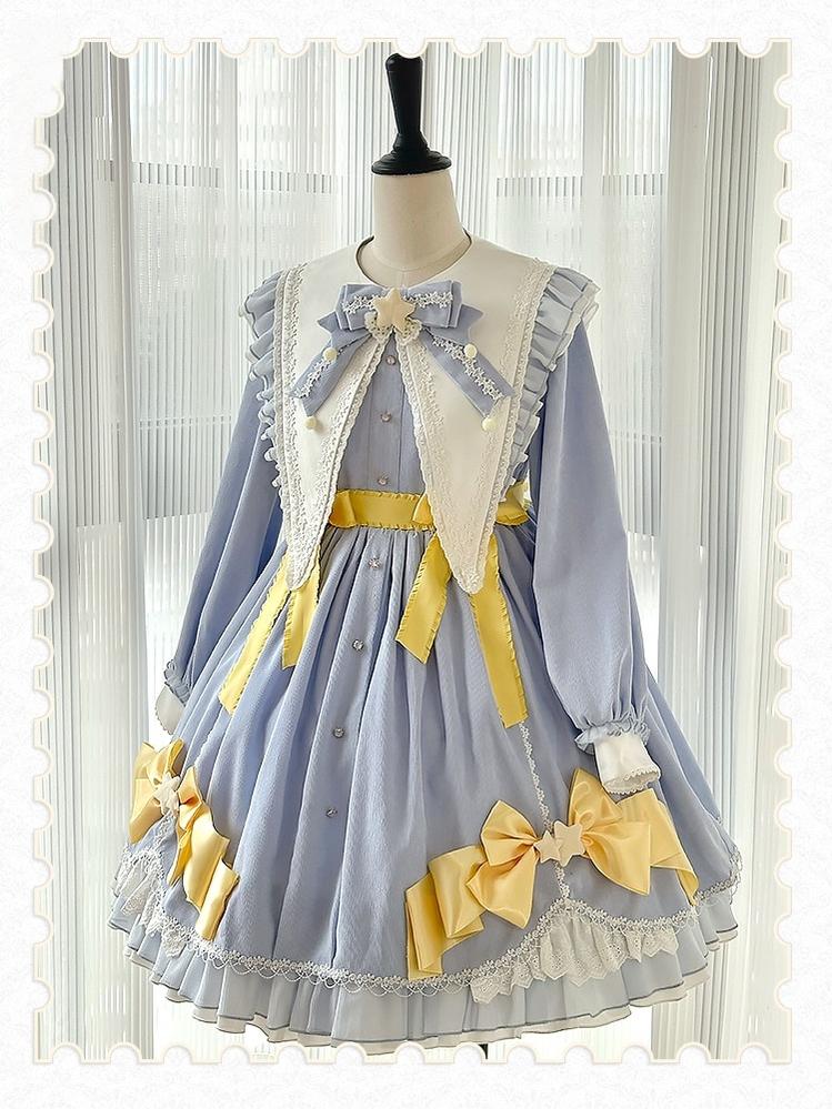 Forest Fluorescent Carps - Sleep Star - Sweet Lolita OP Dress, Long / Short Sleeve