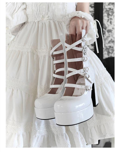 Pure Tea For Dream - Cross Buckle Punk Lolita Shoes