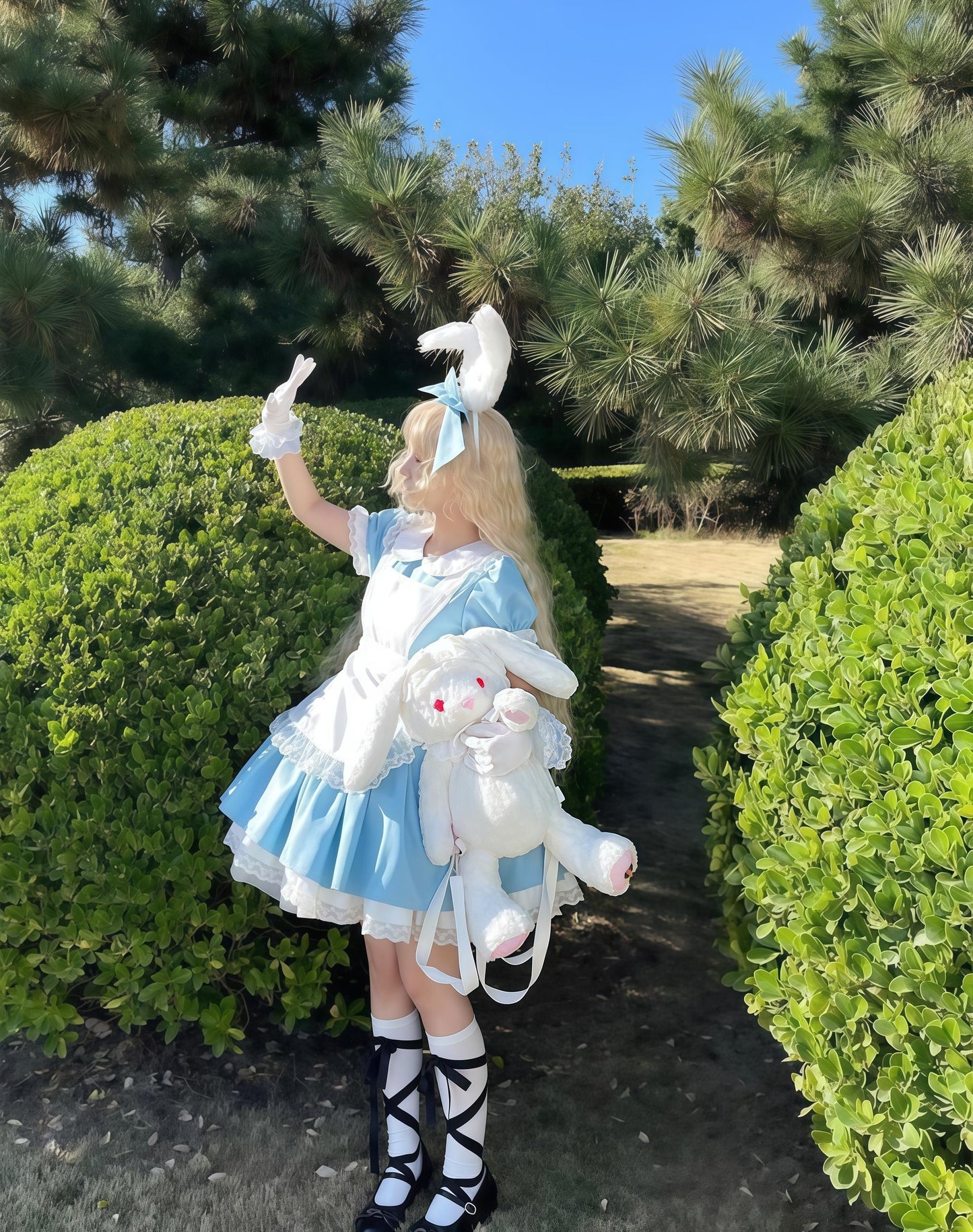 Daydream Whisper - Dream Doll - Plus Size Maid Lolita OP Suit Black and Blue Dress
