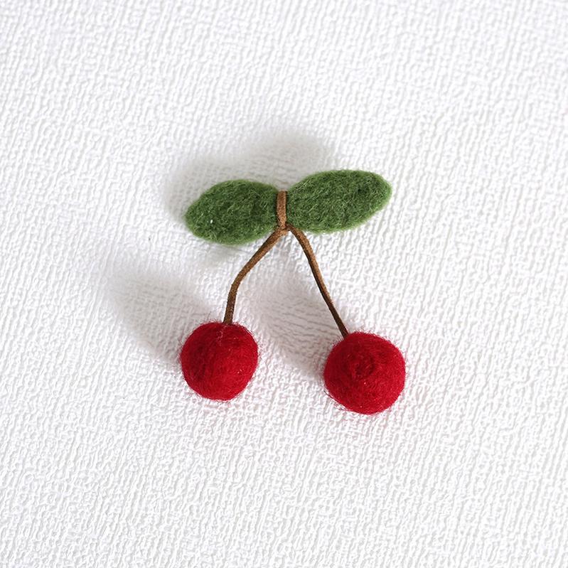 Xiaogui - Handmade Kawaii Wool Felt Cherry Clips