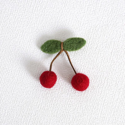 Xiaogui - Handmade Kawaii Wool Felt Cherry Clips