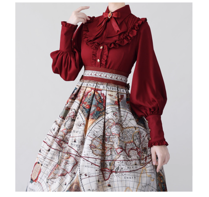 Time Memory - Elegant Lolita Slim Fit Mutton Sleeve Blouse