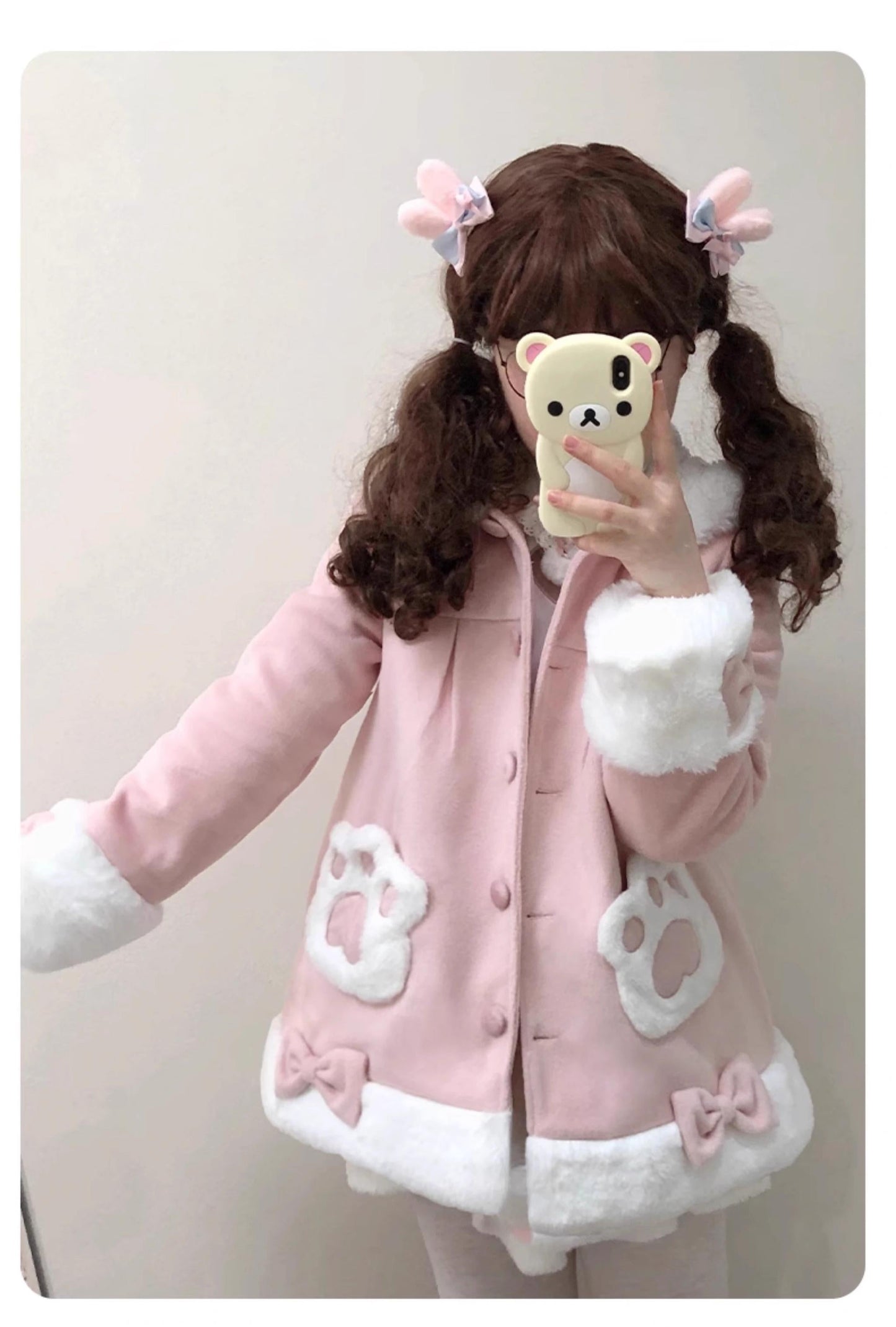 ZhiJinYuan - Calico Cat - Kawaii Lolita Plush Coat Lovely Warm Winter Coat